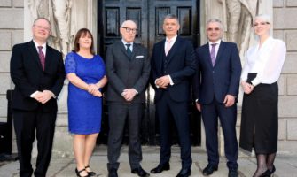 L-R: Michael Dillon, Director of Legal, CEA Fallon Judge Director of Civil Enforcement’s CEA; Mr Justice Brian Murray, Judge of the Supreme Court; Ian Drennan, CEO, CEA; Dara Calleary, TD; Cathy Shivnan, Director of Insolvency Supervision, CEA.